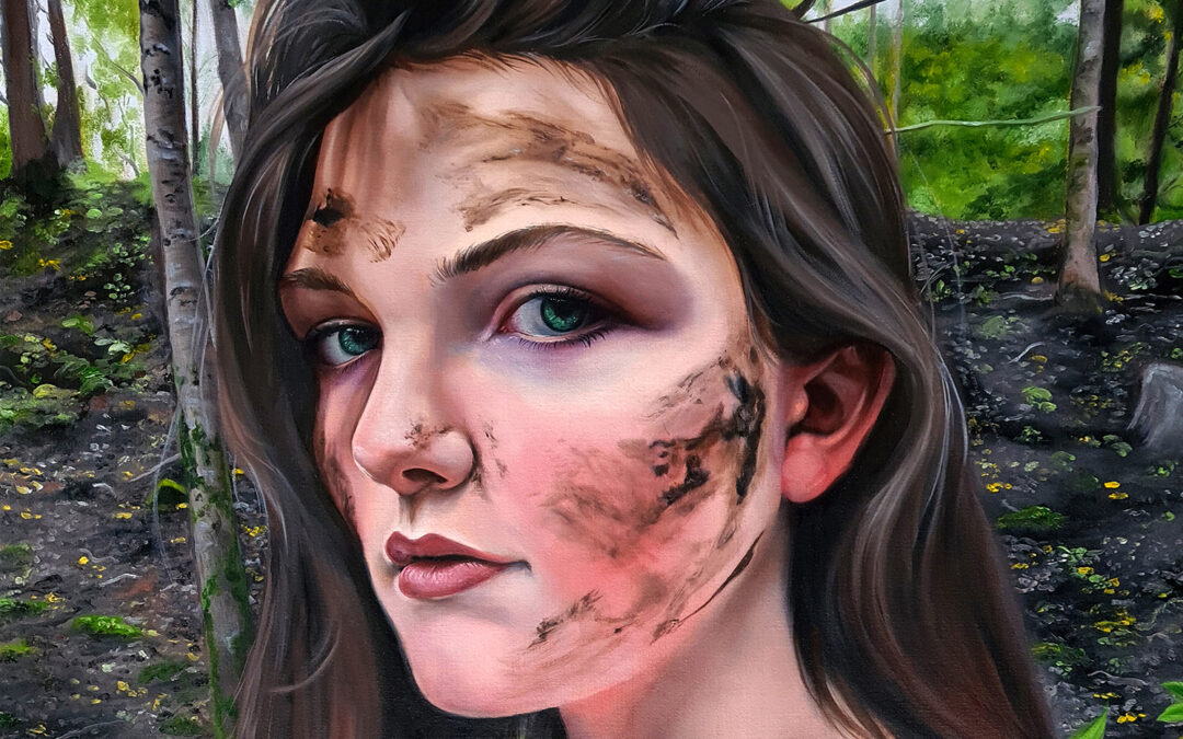 portrait girl mud green eyes realism surrealism christina ridgeway art