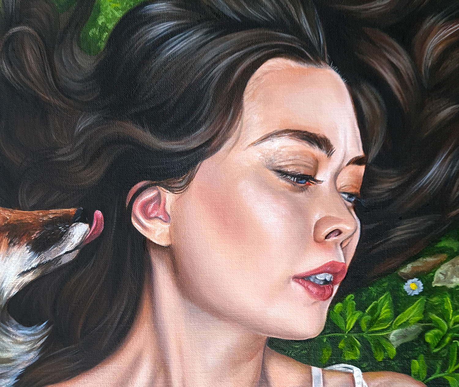 detail shot of the girl face portrait